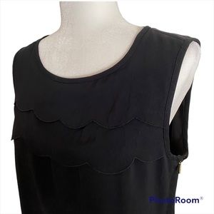 Tory Burch sleeveless scalloped top, black, size 10